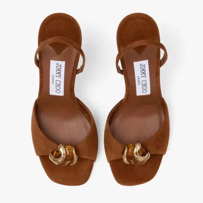 Emani 100 sandalen van bruin en amberkleurig suède Emani 100 sandalen van bruin en amberkleurig suède