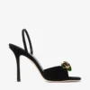 Emani 100 zwarte en klavergroene suède sandalen Emani 100 zwarte en klavergroene suède sandalen