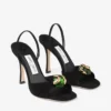 Emani 100 zwarte en klavergroene suède sandalen Emani 100 zwarte en klavergroene suède sandalen