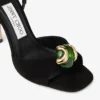 Emani 100 zwarte en klavergroene suède sandalen Emani 100 zwarte en klavergroene suède sandalen