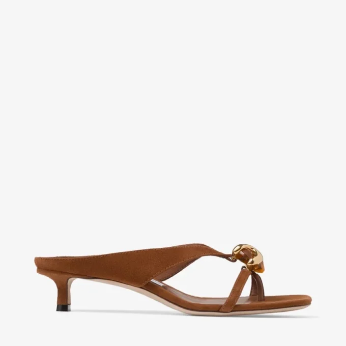 Emeri Stone 35 Tan suède sandalen met steendetail Emeri Stone 35 Tan suède sandalen met steendetail