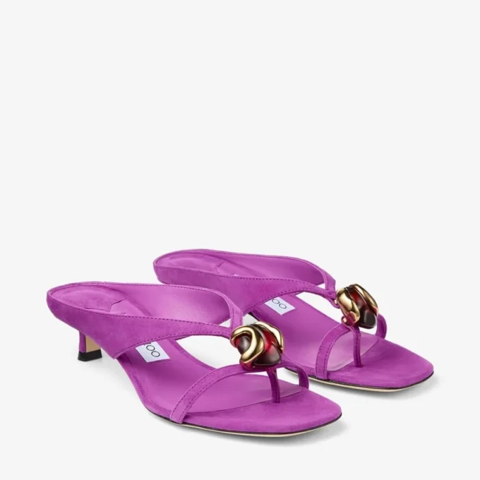 Emeri Stone 35 Violet Orchid en Dark Amber suède sandalen Emeri Stone 35 Violet Orchid en Dark Amber suède sandalen