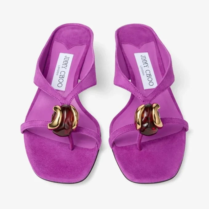 Emeri Stone 35 Violet Orchid en Dark Amber suède sandalen Emeri Stone 35 Violet Orchid en Dark Amber suède sandalen