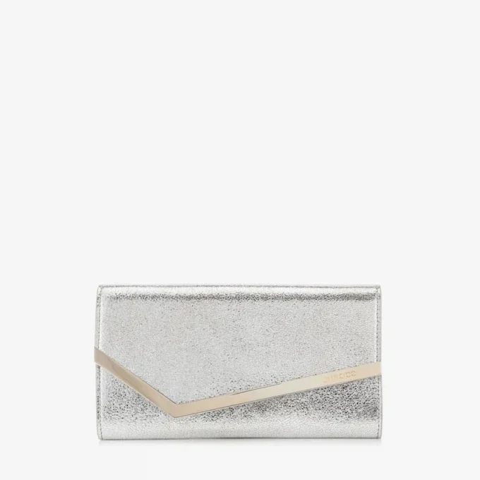 Emmie champagnekleurige glitterleren clutch Emmie champagnekleurige glitterleren clutch
