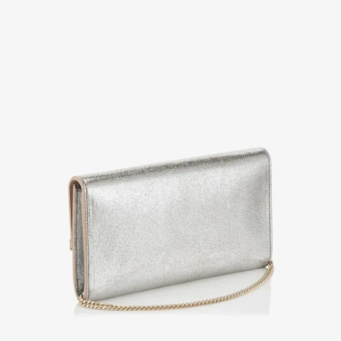 Emmie champagnekleurige glitterleren clutch Emmie champagnekleurige glitterleren clutch