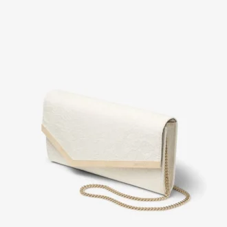 Emmie ivoorkleurige jimmy choo-kanten clutch