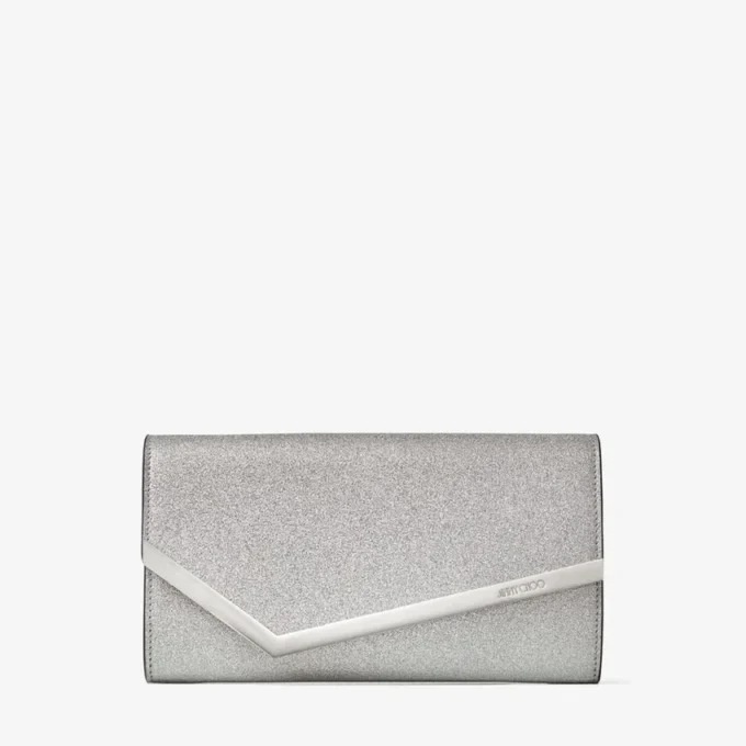 Emmie zilveren clutch van fijn glitterleer