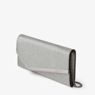 Emmie zilveren clutch van fijn glitterleer