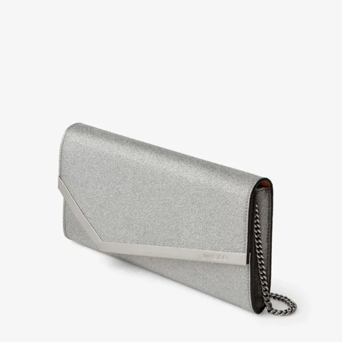 Emmie zilveren clutch van fijn glitterleer