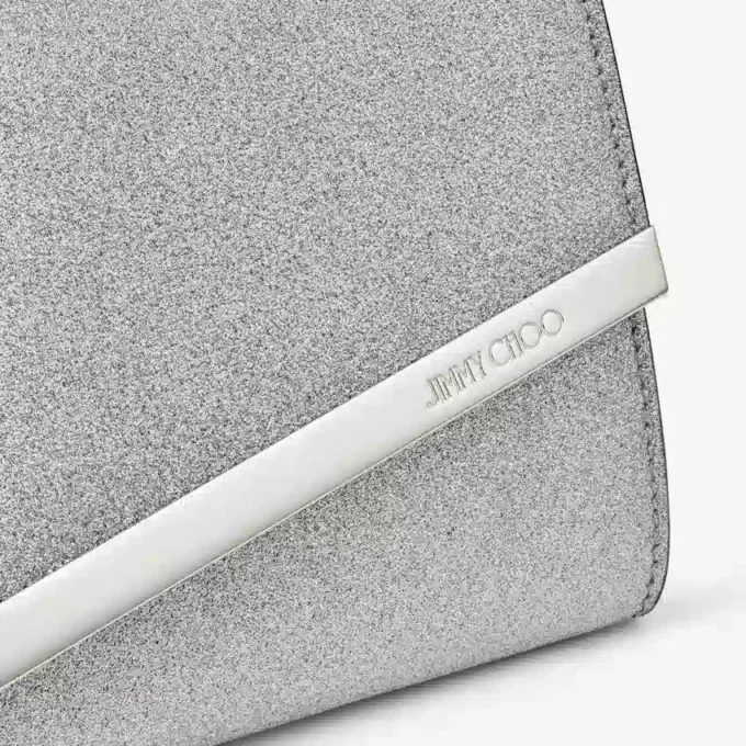 Emmie zilveren clutch van fijn glitterleer
