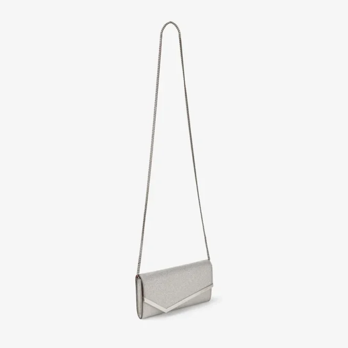 Emmie zilveren clutch van fijn glitterleer