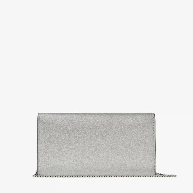 Emmie zilveren clutch van fijn glitterleer