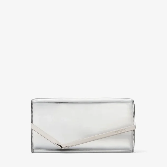 Emmie zilveren spiegelstof clutch