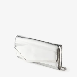 Emmie zilveren spiegelstof clutch