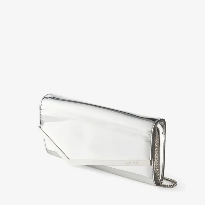 Emmie zilveren spiegelstof clutch