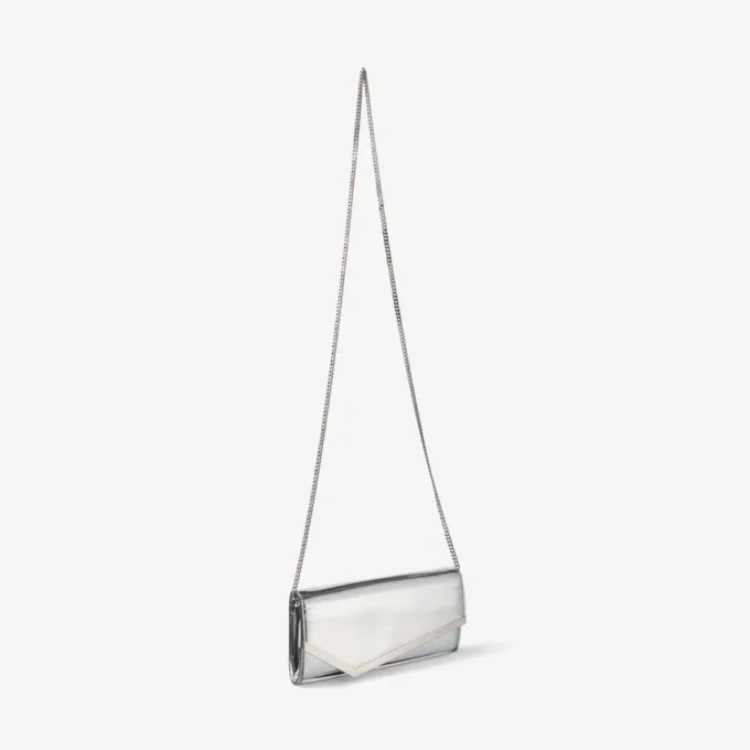 Emmie zilveren spiegelstof clutch