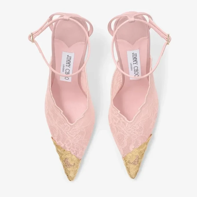 Faiz 100 Rose jimmy choo-kanten pumps met metalen kanten details Faiz 100 Rose jimmy choo-kanten pumps met metalen kanten details