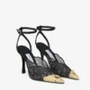 Faiz 100 Zwarte Jimmy Choo-pumps met kant en metalen kanten details Faiz 100 Zwarte Jimmy Choo-pumps met kant en metalen kanten details