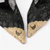 Faiz 100 Zwarte Jimmy Choo-pumps met kant en metalen kanten details Faiz 100 Zwarte Jimmy Choo-pumps met kant en metalen kanten details