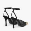 Faiz 100 Zwarte Jimmy Choo-pumps met kant en metalen kanten details Faiz 100 Zwarte Jimmy Choo-pumps met kant en metalen kanten details