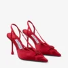 Faya 95 Ruby Red Satin and Grosgrain Slingbacks Faya 95 Ruby Red Satin and Grosgrain Slingbacks