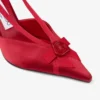 Faya 95 Ruby Red Satin and Grosgrain Slingbacks Faya 95 Ruby Red Satin and Grosgrain Slingbacks