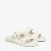 Fayence-sandaal Latte-leren platte sandalen met parelversiering Fayence-sandaal Latte-leren platte sandalen met parelversiering