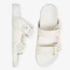Fayence-sandaal Latte-leren platte sandalen met parelversiering Fayence-sandaal Latte-leren platte sandalen met parelversiering