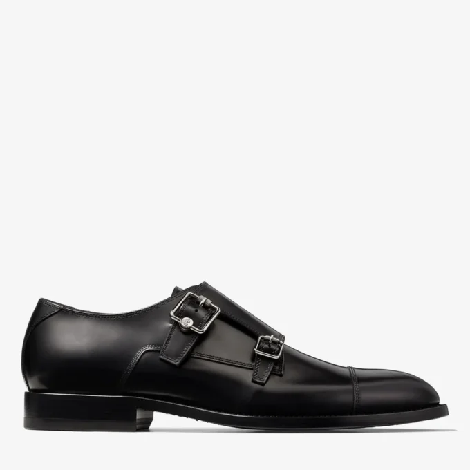 Finnion Monkstrap Zwarte Monkstrap-schoenen van geborsteld leer Finnion Monkstrap Zwarte Monkstrap-schoenen van geborsteld leer