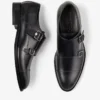 Finnion Monkstrap Zwarte Monkstrap-schoenen van geborsteld leer Finnion Monkstrap Zwarte Monkstrap-schoenen van geborsteld leer