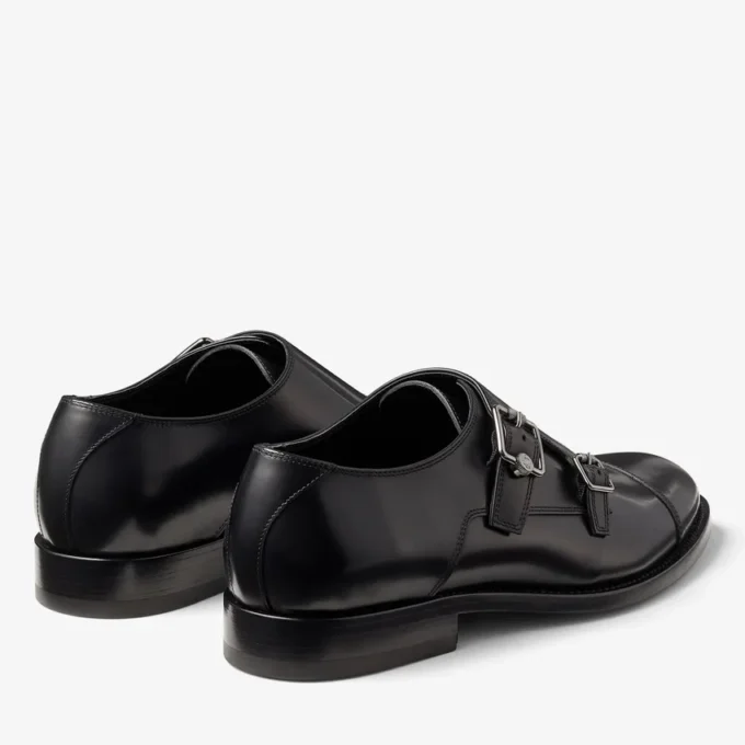 Finnion Monkstrap Zwarte Monkstrap-schoenen van geborsteld leer Finnion Monkstrap Zwarte Monkstrap-schoenen van geborsteld leer