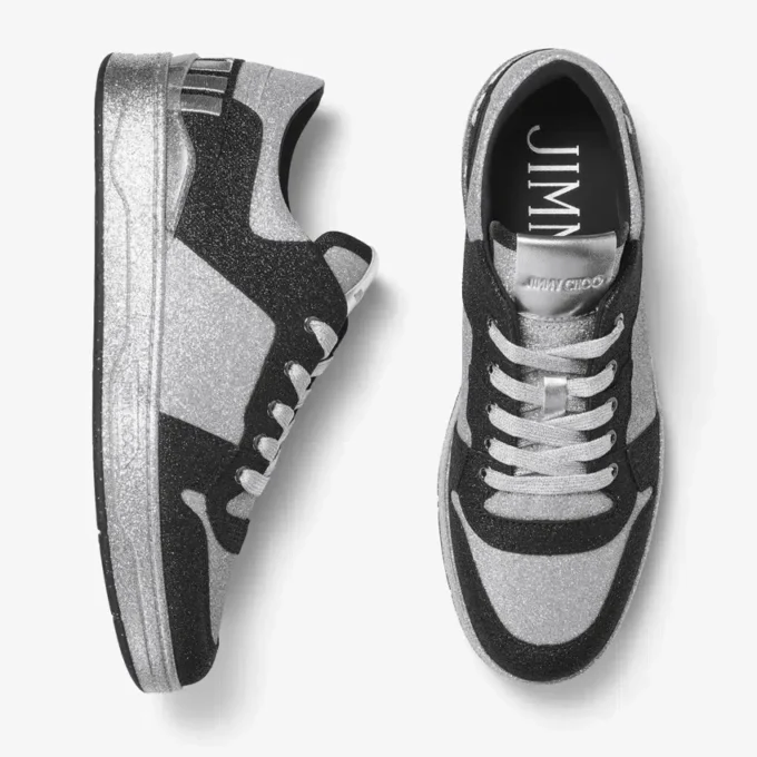 Florent M zwarte sneakers van glitterstof Florent M zwarte sneakers van glitterstof