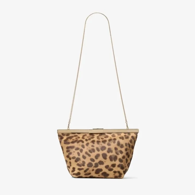 Ganache natuurlijke ponyclutch met luipaardprint Ganache natuurlijke ponyclutch met luipaardprint