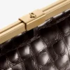 Ganache Sambuco glanzende clutch van leer met krokodillenreliëf Ganache Sambuco glanzende clutch van leer met krokodillenreliëf
