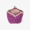 Ganache Violet Orchid satijnen clutch met bloembladborduursel Ganache Violet Orchid satijnen clutch met bloembladborduursel