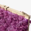 Ganache Violet Orchid satijnen clutch met bloembladborduursel Ganache Violet Orchid satijnen clutch met bloembladborduursel