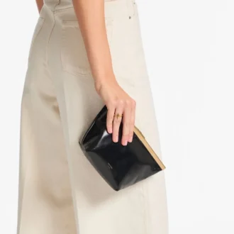 Ganache zwarte bikerleren clutch