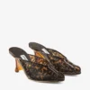 Glace Mule 80 Amber en bruin gemengde TPU-sandalen in schildpadmotief met plexiglas sleehak Glace Mule 80 Amber en bruin gemengde TPU-sandalen in schildpadmotief met plexiglas sleehak