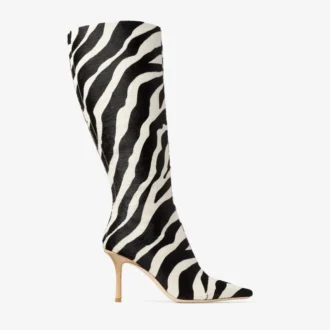 Gloria kniehoge laars 85 Natuurlijke zebraprint ponyleer kniehoge laarzen