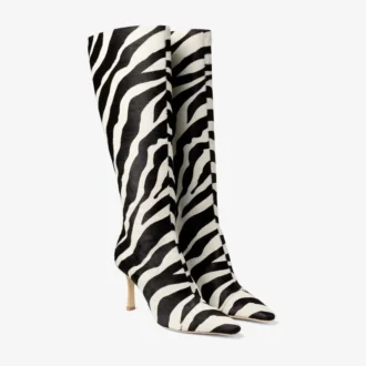 Gloria kniehoge laars 85 Natuurlijke zebraprint ponyleer kniehoge laarzen