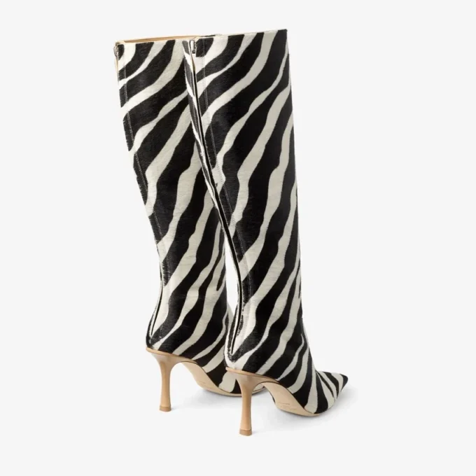 Gloria kniehoge laars 85 Natuurlijke zebraprint ponyleer kniehoge laarzen Gloria kniehoge laars 85 Natuurlijke zebraprint ponyleer kniehoge laarzen