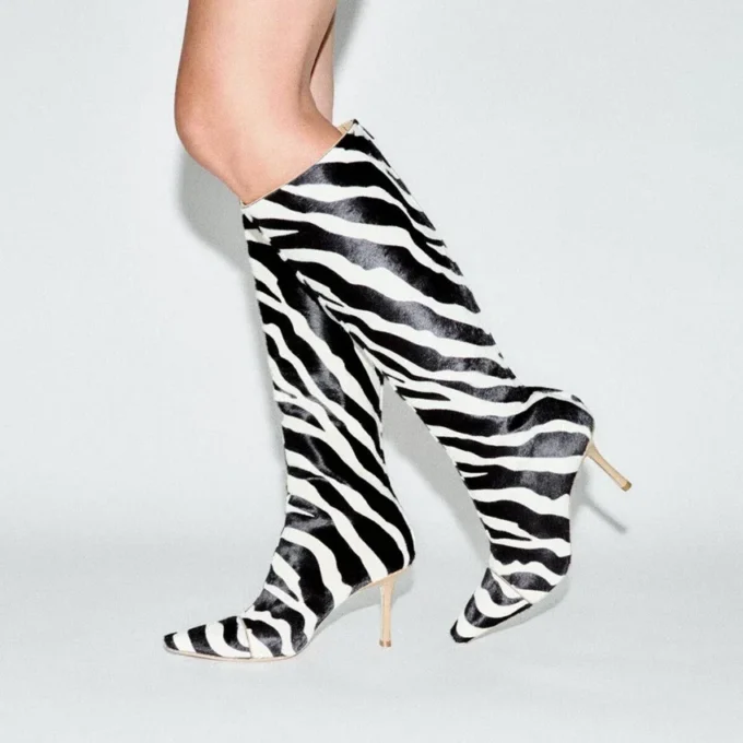 Gloria kniehoge laars 85 Natuurlijke zebraprint ponyleer kniehoge laarzen Gloria kniehoge laars 85 Natuurlijke zebraprint ponyleer kniehoge laarzen