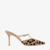 Gloria Mule 85 Mules van natuurgroen ponyleer met cheetahprint Gloria Mule 85 Mules van natuurgroen ponyleer met cheetahprint