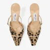 Gloria Mule 85 Mules van natuurgroen ponyleer met cheetahprint Gloria Mule 85 Mules van natuurgroen ponyleer met cheetahprint