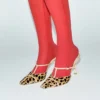 Gloria Mule 85 Mules van natuurgroen ponyleer met cheetahprint Gloria Mule 85 Mules van natuurgroen ponyleer met cheetahprint