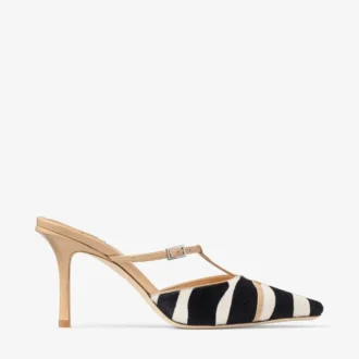 Gloria Mule 85 Natuurlijke zebraprint ponyleren muiltjes