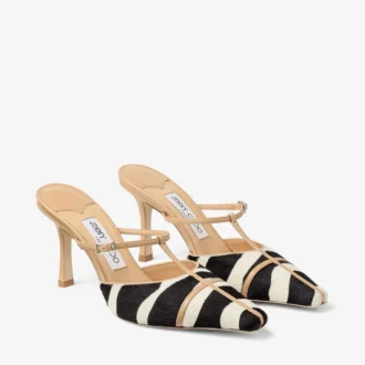 Gloria Mule 85 Natuurlijke zebraprint ponyleren muiltjes
