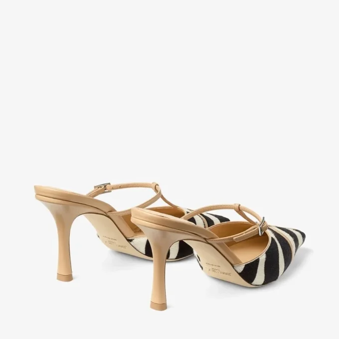Gloria Mule 85 Natuurlijke zebraprint ponyleren muiltjes Gloria Mule 85 Natuurlijke zebraprint ponyleren muiltjes