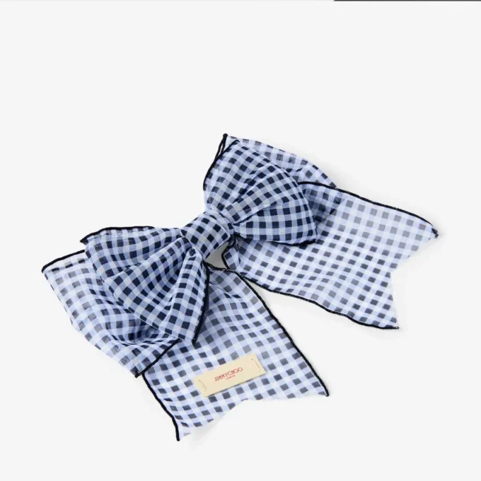 Haarspeld met strik Marine Mix mini-gingham organza haarspeld met strik