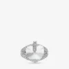 Heart Double Ring met zilveren afwerking en kristallen